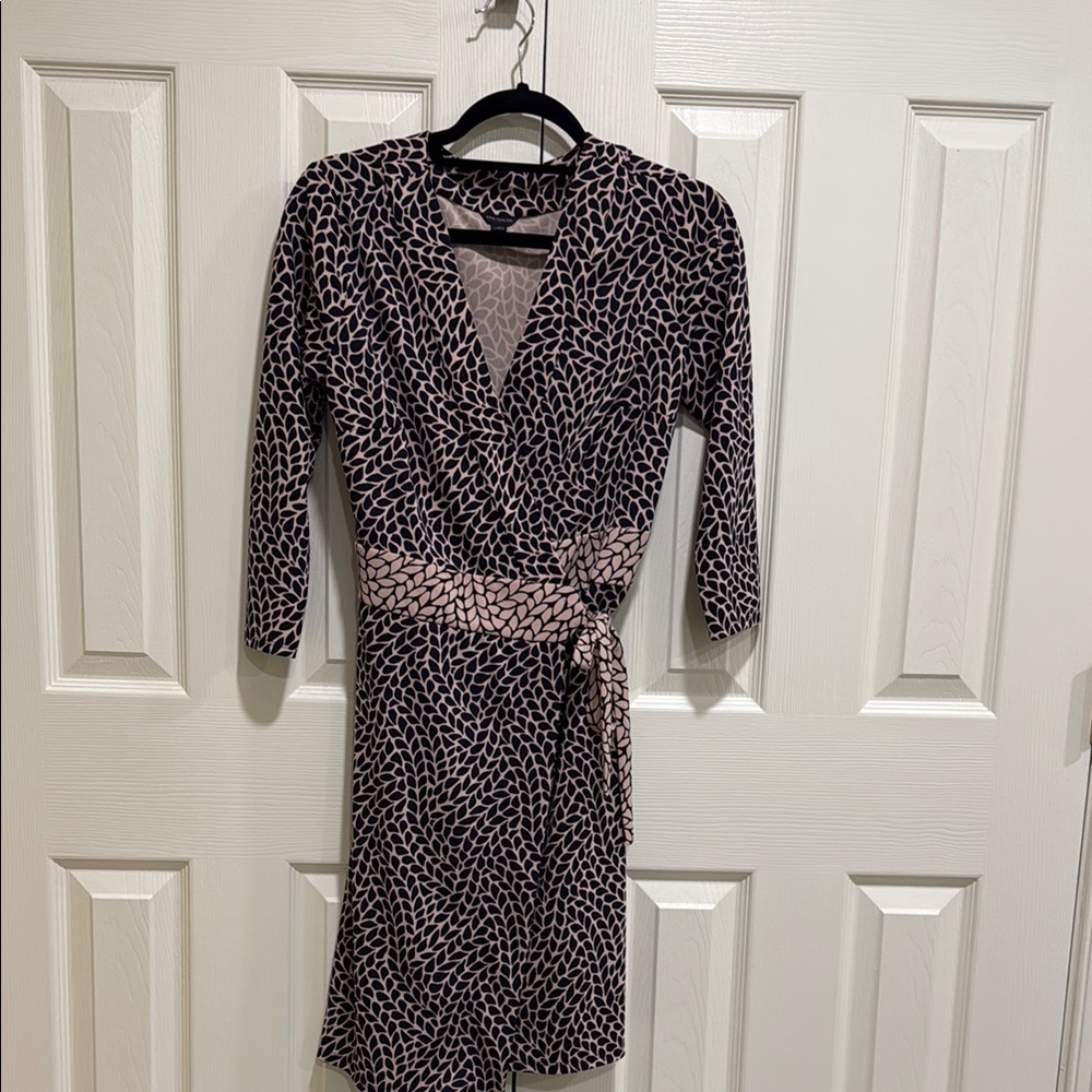 Ann Taylor Blue V-Neck Wrap Dress